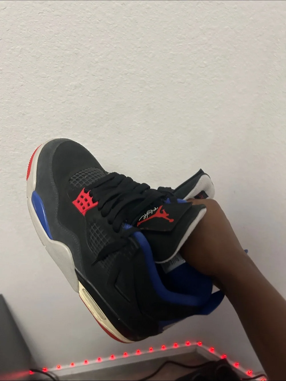 Jordan Black Sneakers with Blue Lining and Red Accents